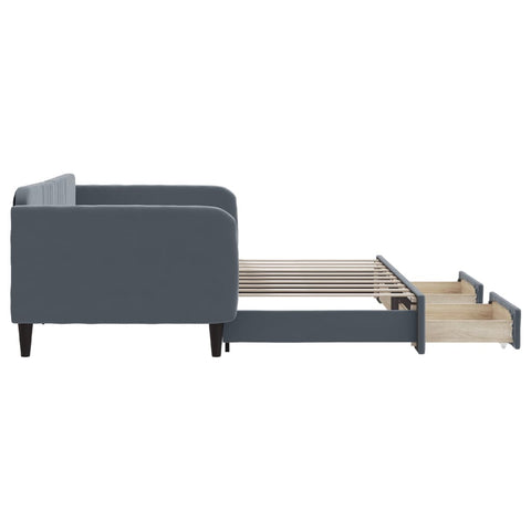 vidaXL Daybed with Trundle&Drawers without Mattress Dark Grey 90x190 cm Single