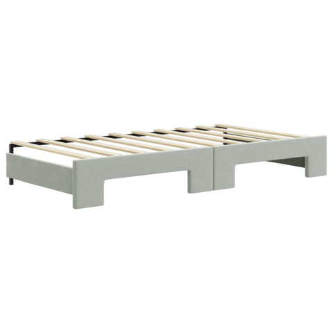 vidaXL Daybed with Trundle and Drawers Light Grey 90x190 cm Velvet