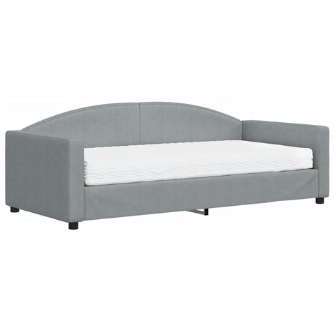 vidaXL Daybed with Mattress Blue Light Grey 90x190 cm Fabric