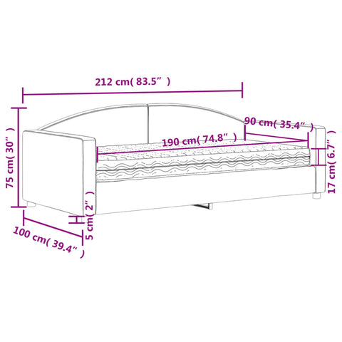 vidaXL Daybed with Mattress Blue Light Grey 90x190 cm Fabric