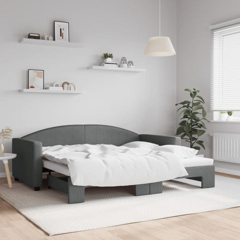 vidaXL Daybed with Trundle without Mattress Dark Grey 90x190 cm Single