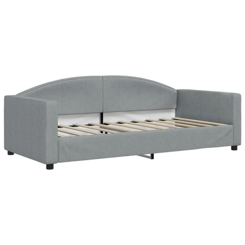 vidaXL Daybed with Trundle and Mattresses Light Grey 90x190 cm Fabric