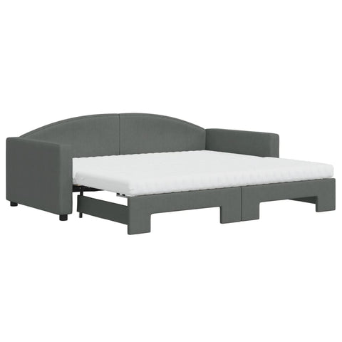 vidaXL Daybed with Trundle and Mattresses Dark Grey 90x190 cm Fabric