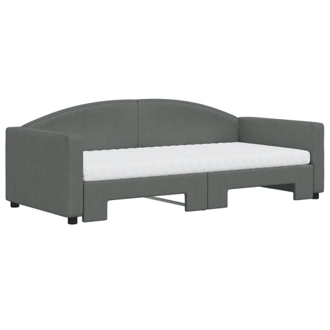 vidaXL Daybed with Trundle and Mattresses Dark Grey 90x190 cm Fabric