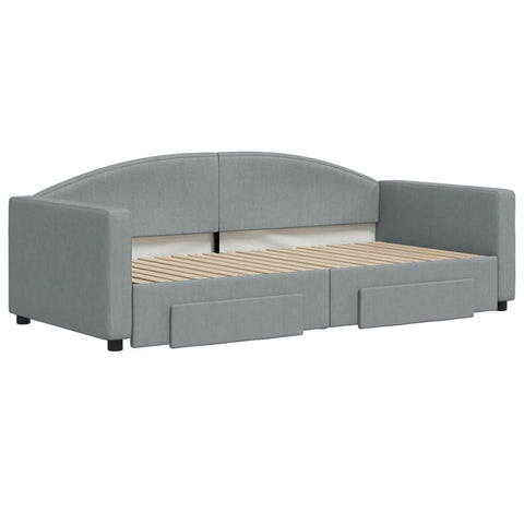 vidaXL Daybed with Trundle&Drawers without Mattress Light Grey 90x190 cm Single