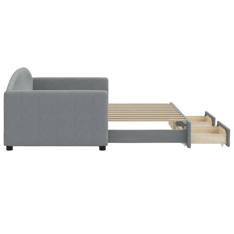 vidaXL Daybed with Trundle&Drawers without Mattress Light Grey 90x190 cm Single