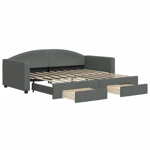 vidaXL Daybed with Trundle&Drawers without Mattress Dark Grey 90x190 cm Single