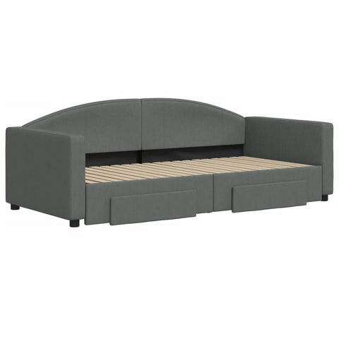 vidaXL Daybed with Trundle&Drawers without Mattress Dark Grey 90x190 cm Single