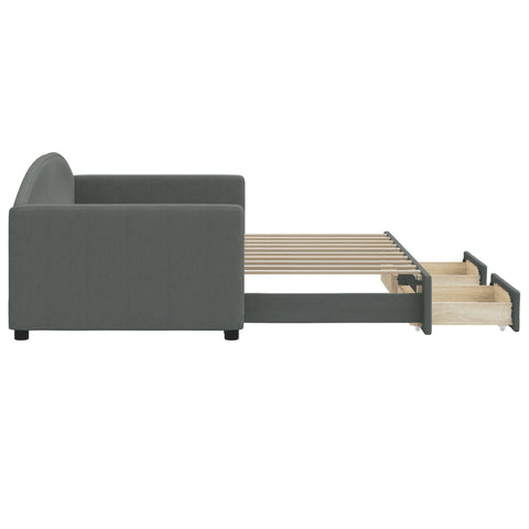 vidaXL Daybed with Trundle&Drawers without Mattress Dark Grey 90x190 cm Single
