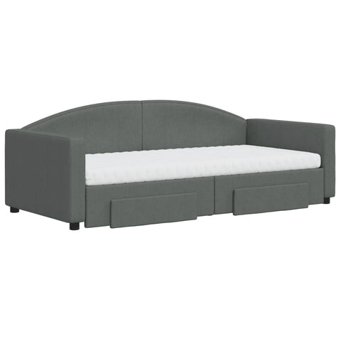 vidaXL Daybed with Trundle and Drawers Dark Grey 90x190 cm Fabric