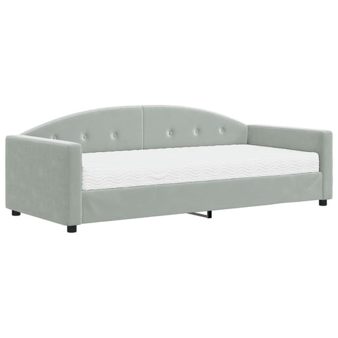 vidaXL Daybed with Mattress Light Grey 90x190 cm Velvet
