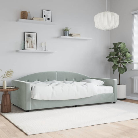vidaXL Daybed with Mattress Light Grey 90x190 cm Velvet
