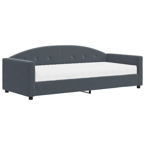 vidaXL Daybed with Mattress Dark Grey 90x190 cm Velvet