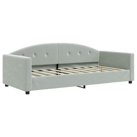 vidaXL Daybed with Trundle and Mattresses Light Grey 90x190 cm Velvet