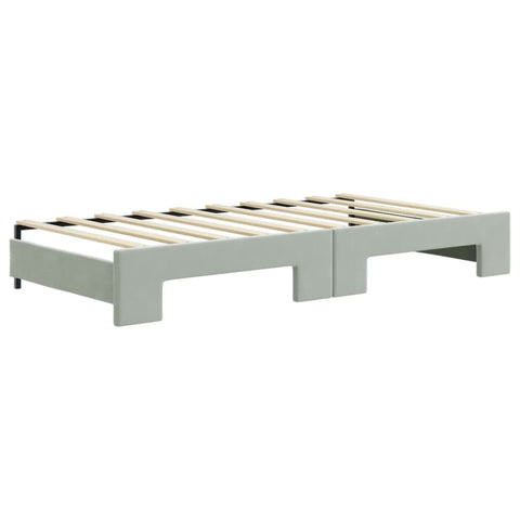 vidaXL Daybed with Trundle and Mattresses Light Grey 90x190 cm Velvet