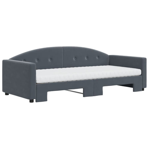 vidaXL Daybed with Trundle and Mattresses Dark Grey 90x190 cm Velvet
