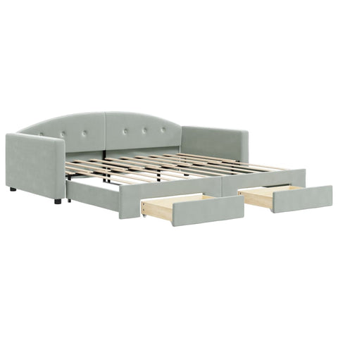 vidaXL Daybed with Trundle&Drawers without Mattress Light Grey 90x190 cm Single