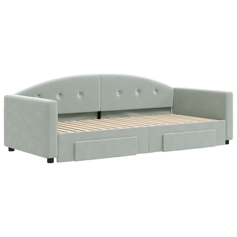 vidaXL Daybed with Trundle&Drawers without Mattress Light Grey 90x190 cm Single