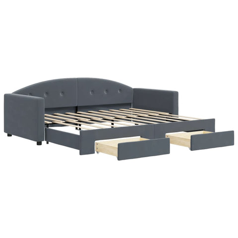 vidaXL Daybed with Trundle&Drawers without Mattress Dark Grey 90x190 cm Single
