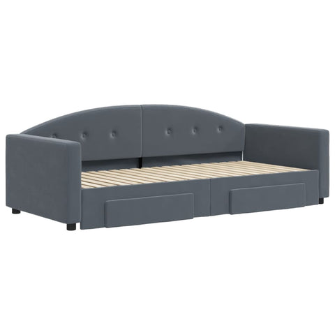 vidaXL Daybed with Trundle&Drawers without Mattress Dark Grey 90x190 cm Single