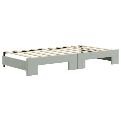 vidaXL Daybed with Trundle and Drawers Light Grey 90x190 cm Velvet