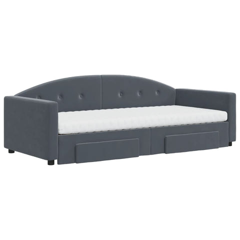 vidaXL Daybed with Trundle and Drawers Dark Grey 90x190 cm Velvet