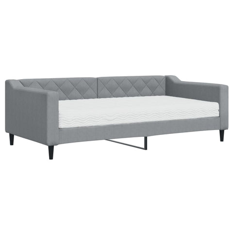 vidaXL Daybed with Mattress Light Grey 90x190 cm Fabric