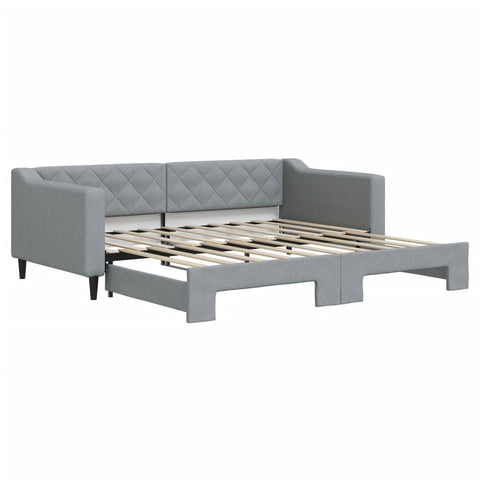 vidaXL Daybed with Trundle without Mattress Light Grey 90x190 cm Single