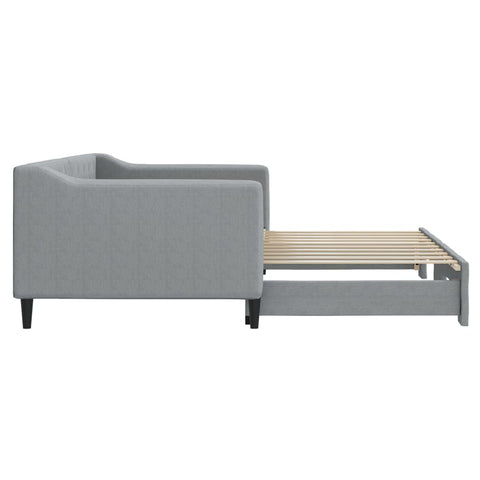 vidaXL Daybed with Trundle without Mattress Light Grey 90x190 cm Single