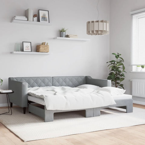 vidaXL Daybed with Trundle without Mattress Light Grey 90x190 cm Single