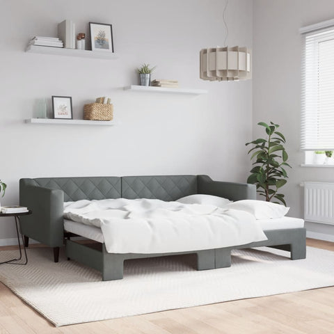 vidaXL Daybed with Trundle without Mattress Dark Grey 90x190 cm Single