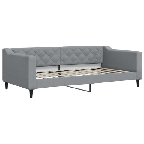 vidaXL Daybed with Trundle and Mattresses Light Grey 90x190 cm Fabric