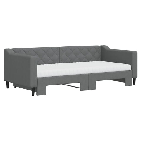 vidaXL Daybed with Trundle and Mattresses Dark Grey 90x190 cm Fabric