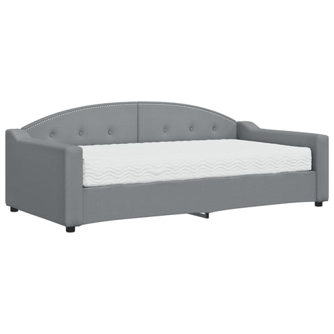 vidaXL Daybed with Mattress Light Grey 90x190 cm Fabric