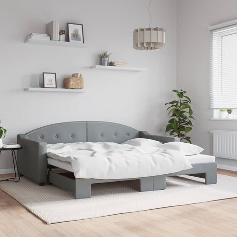 vidaXL Daybed with Trundle without Mattress Light Grey 90x190 cm Single