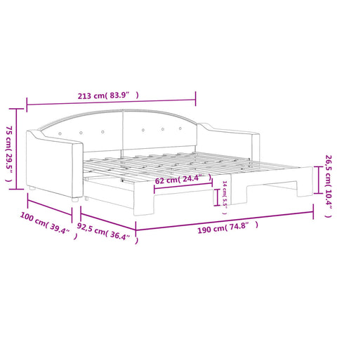 vidaXL Daybed with Trundle without Mattress Dark Grey 90x190 cm Single
