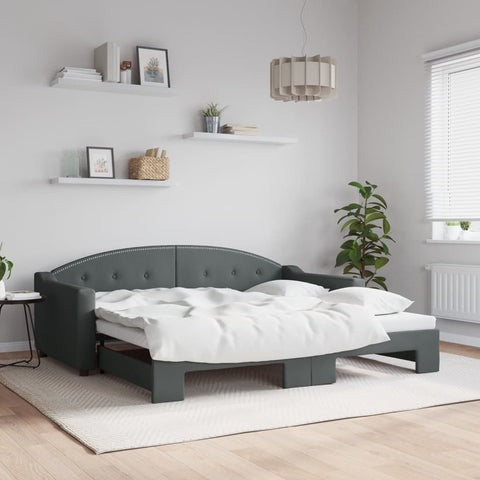vidaXL Daybed with Trundle without Mattress Dark Grey 90x190 cm Single