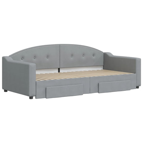 vidaXL Daybed with Trundle&Drawers without Mattress Light Grey 90x190 cm Single