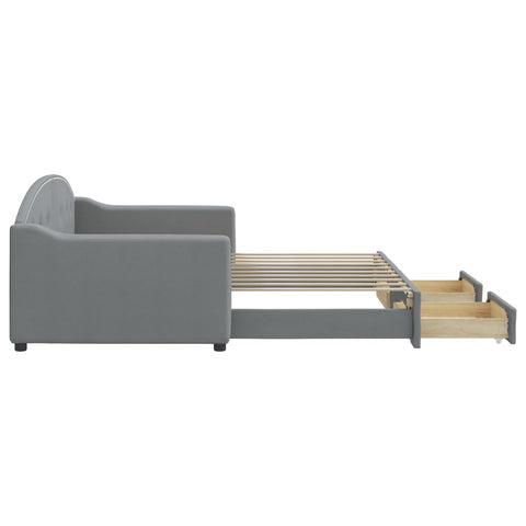 vidaXL Daybed with Trundle&Drawers without Mattress Light Grey 90x190 cm Single