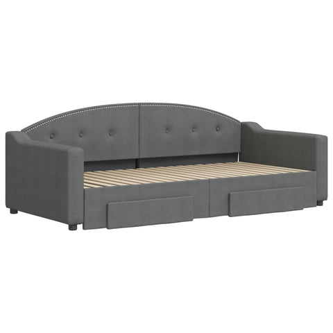 vidaXL Daybed with Trundle&Drawers without Mattress Dark Grey 90x190 cm Single