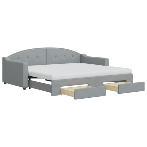vidaXL Daybed with Trundle and Drawers Dark Grey 90x190 cm Fabric
