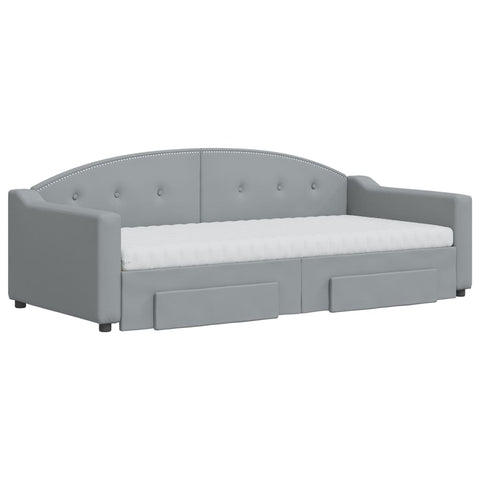 vidaXL Daybed with Trundle and Drawers Dark Grey 90x190 cm Fabric