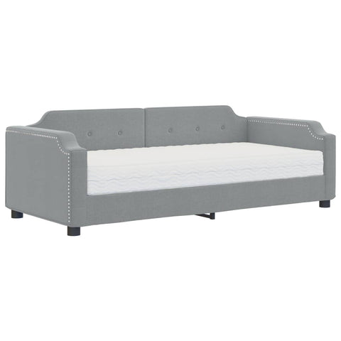 vidaXL Daybed with Mattress Light Grey 90x190 cm Fabric