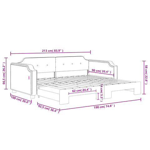 vidaXL Daybed with Trundle without Mattress Light Grey 90x190 cm Single