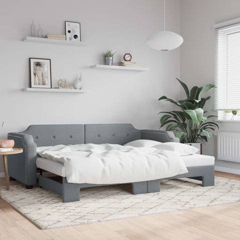 vidaXL Daybed with Trundle without Mattress Light Grey 90x190 cm Single