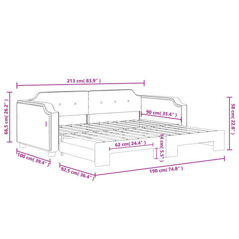 vidaXL Daybed with Trundle without Mattress Dark Grey 90x190 cm Single