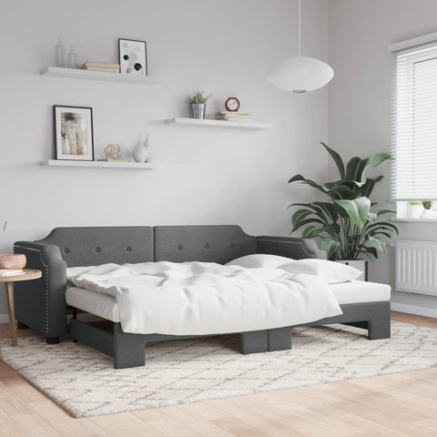 vidaXL Daybed with Trundle without Mattress Dark Grey 90x190 cm Single