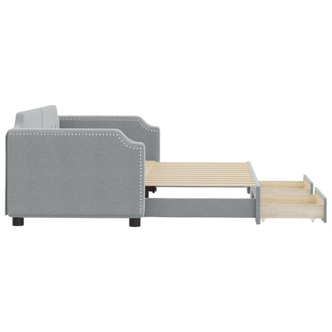 vidaXL Daybed with Trundle&Drawers without Mattress Light Grey 90x190 cm Single