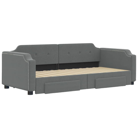 vidaXL Daybed with Trundle&Drawers without Mattress Dark Grey 90x190 cm Single