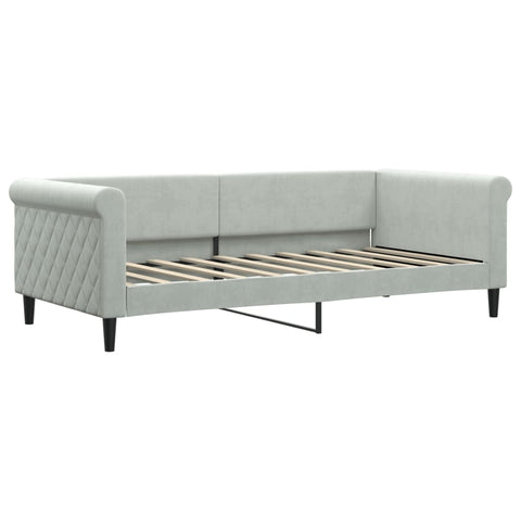 vidaXL Daybed with Mattress Blue Light Grey 90x190 cm Velvet
